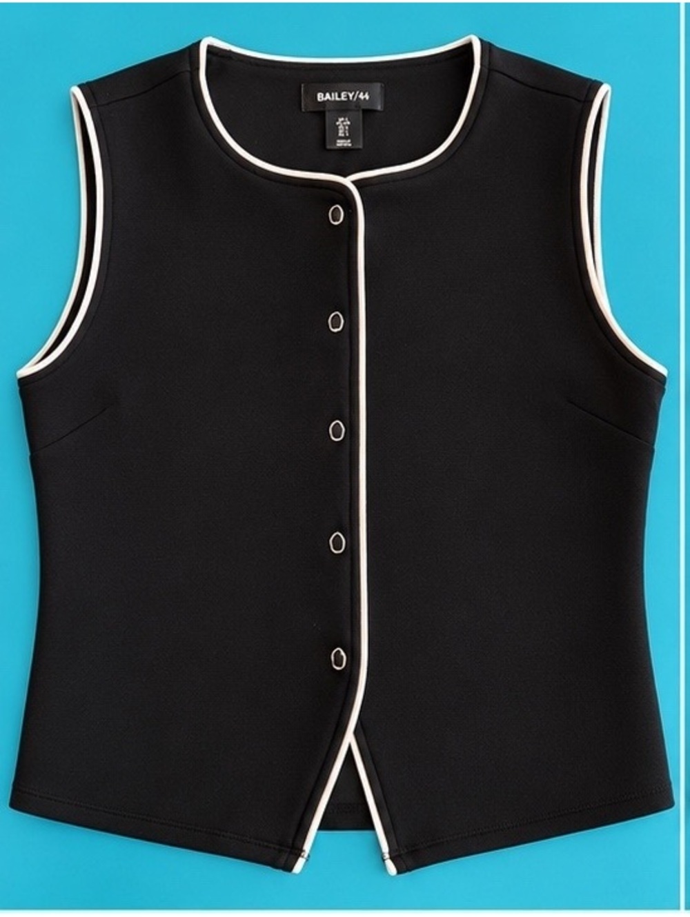 Bailey 44 Black & White Piped Button Front Vest Top – Size 4